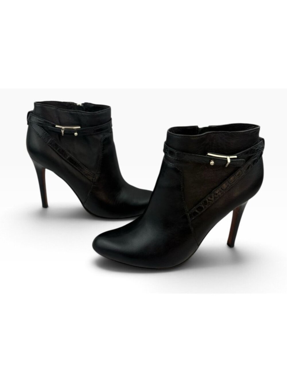 -COACH Ursa Black Leather Ankle Boots Womens 7B Quiet Luxury Old Money Acadamia